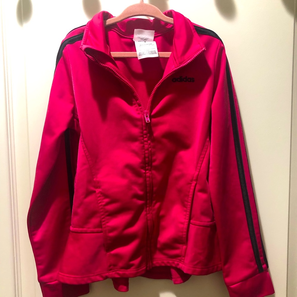 Girls adidas track suit set (black and pink)